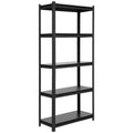 Shuntong 34"x14"x72" Metal Shelving 5-Tier with Concealed Post Laminated Boards Black Textured Finish