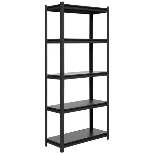 Shuntong 34"x14"x72" Metal Shelving 5-Tier with Concealed Post Laminated Boards Black Textured Finish