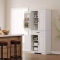 TROPOW 72 Inch Tall Pantry Storage Cabinet, Kitchen Pantry Cabinet with Drawer, Door Shelves, Adjustable Shelves, Large Kitchen Pantry,White