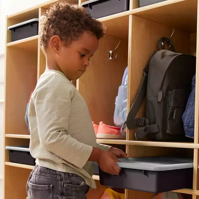 Armadietto Spogliatoio per Bambini a 10 Scomparti con 10 Vaschette Formato Lettera e Coperchi