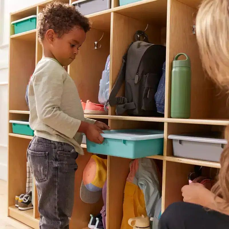 Armadietto Spogliatoio per Bambini a 10 Scomparti con 10 Vaschette Formato Lettera e Coperchi