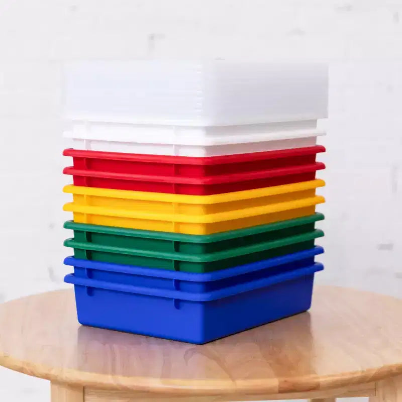 Armadietto Spogliatoio per Bambini a 10 Scomparti con 10 Vaschette Formato Lettera e Coperchi