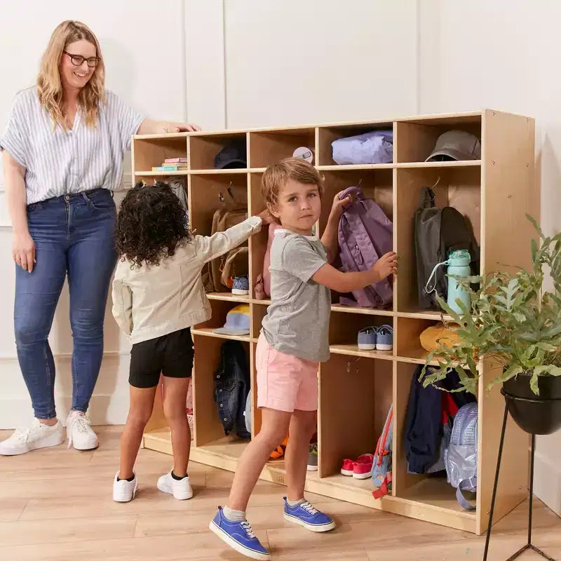 Armadietto Spogliatoio per Bambini a 10 Scomparti con 10 Vaschette Formato Lettera e Coperchi