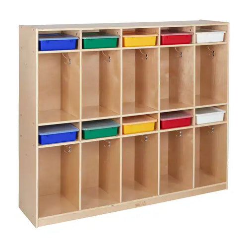 ECR4Kids 10-Section Storage Coat Locker and 10 Letter Size Trays with Lids, Kids Furniture
