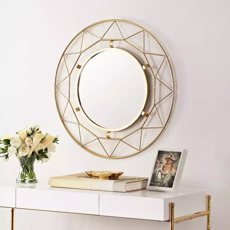 Specchio da parete decorativo rotondo dorato 30"x30"