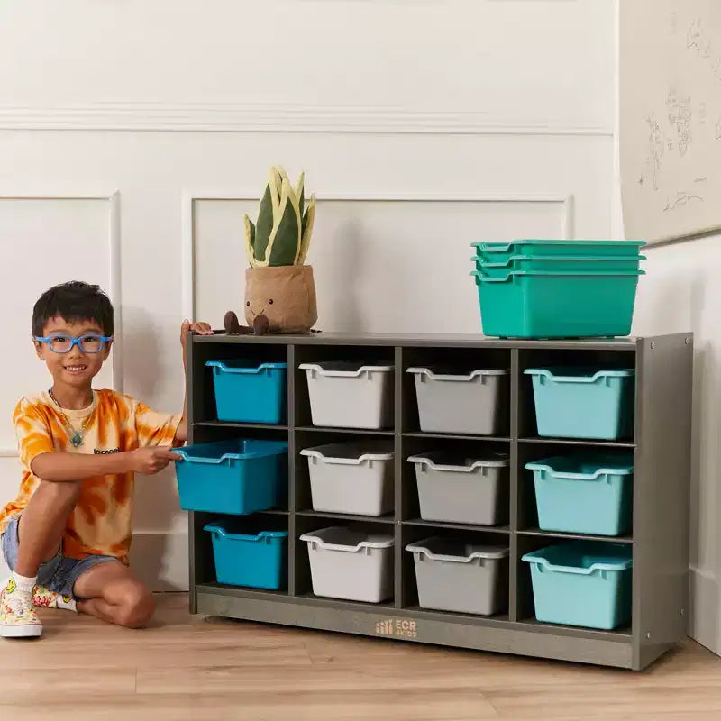 Mobile con 12 scomparti e 15 contenitori frontali, per bambini