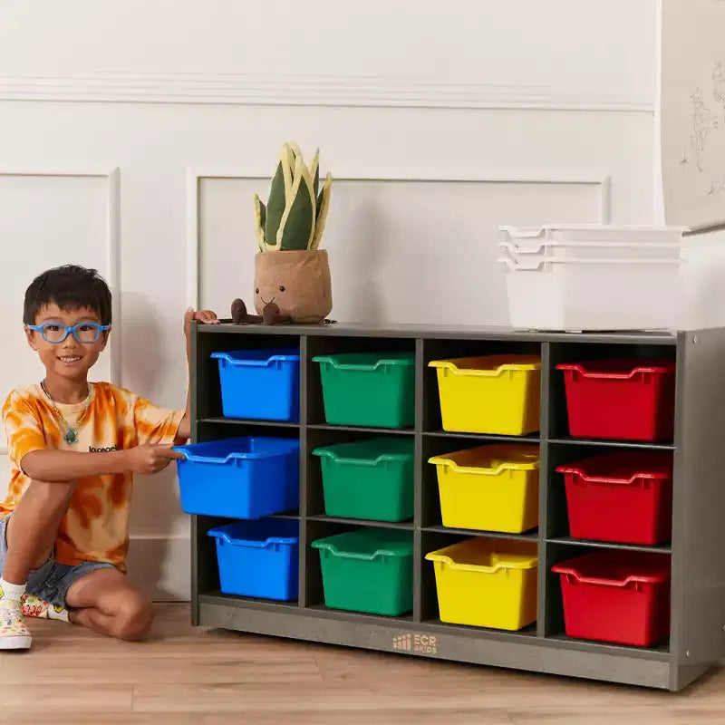 Mobile con 12 scomparti e 15 contenitori frontali, per bambini