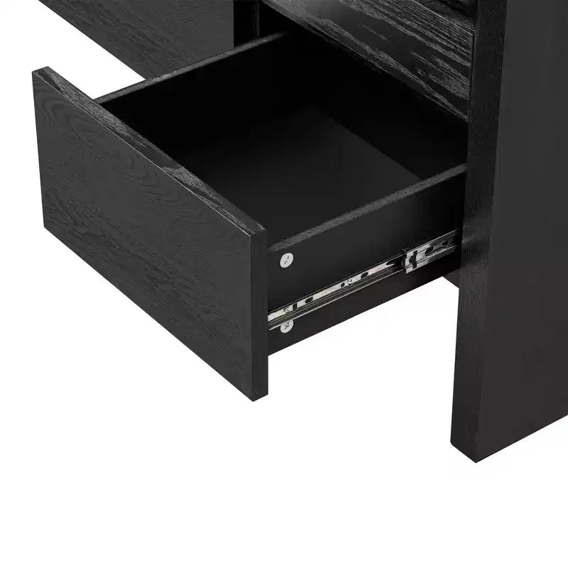 Credenza moderna a buffet da 60" con ripiano aperto e cassetti, nera