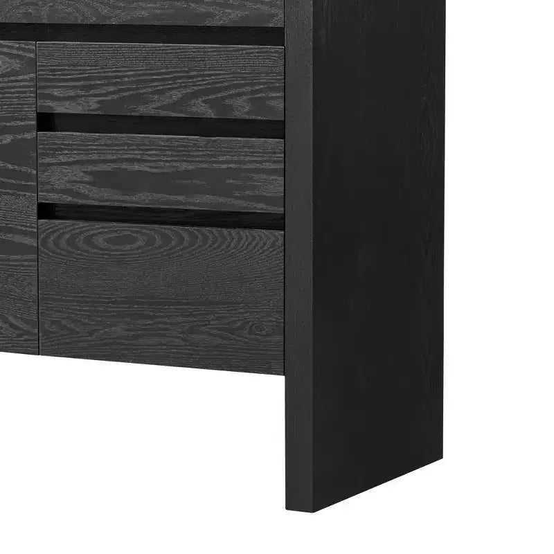 Credenza moderna a buffet da 60" con ripiano aperto e cassetti, nera