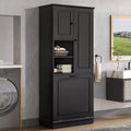 GDFStudio Lena Modern Wood Tall Freestanding Storage Cabinet with Adjustable Shelves