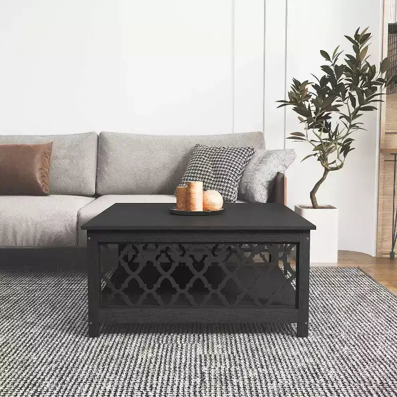 Galano Square Coffee Table with Open Cubby Storage 34.8 W  34.9 D  17.1 H