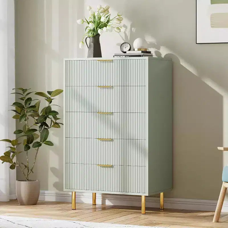 Comò a 5 cassetti per camera da letto con maniglia e cassetto, cassettiera in legno e organizer per soggiorno, corridoio, ingresso