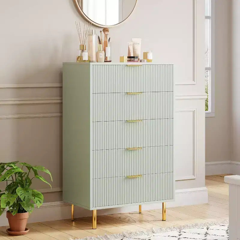 Comò a 5 cassetti per camera da letto con maniglia e cassetto, cassettiera in legno e organizer per soggiorno, corridoio, ingresso