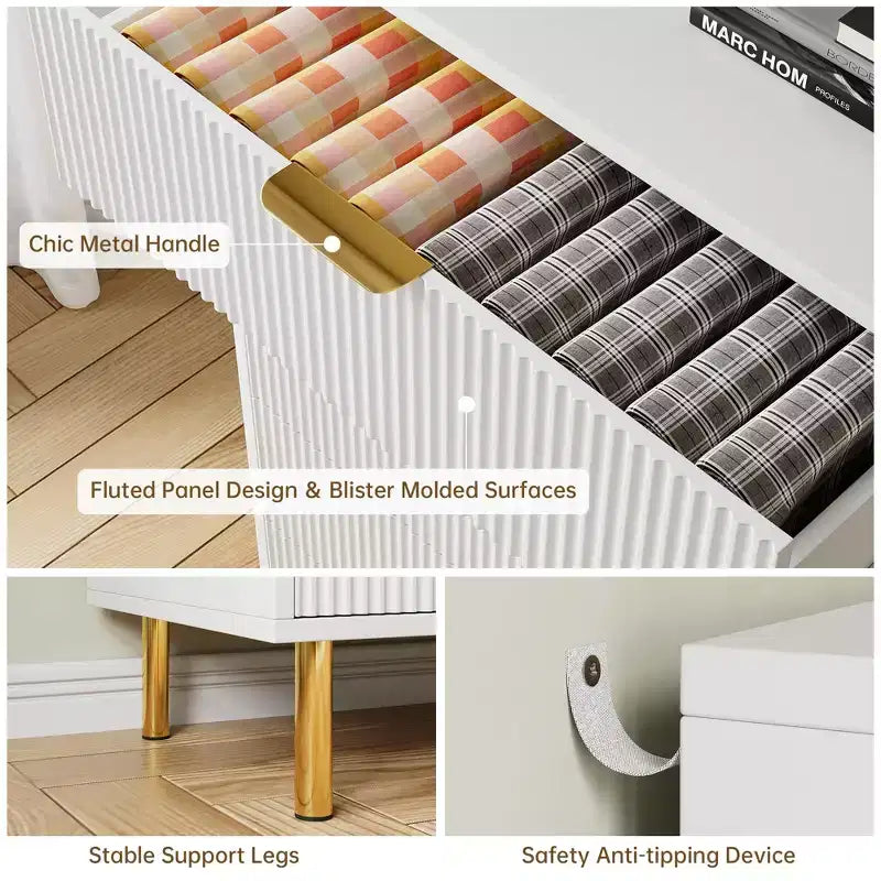 Comò a 5 cassetti per camera da letto con maniglia e cassetto, cassettiera in legno e organizer per soggiorno, corridoio, ingresso