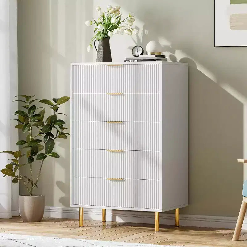 Comò a 5 cassetti per camera da letto con maniglia e cassetto, cassettiera in legno e organizer per soggiorno, corridoio, ingresso