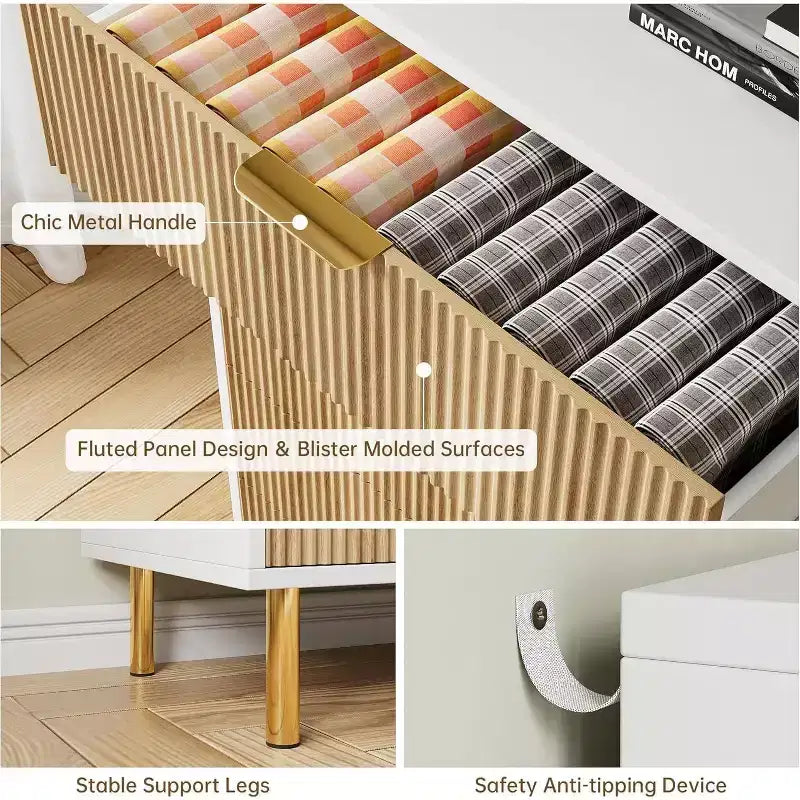 Comò a 5 cassetti per camera da letto con maniglia e cassetto, cassettiera in legno e organizer per soggiorno, corridoio, ingresso