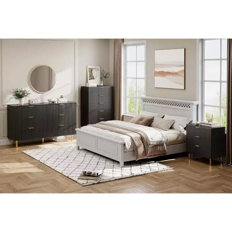 Comò a 5 cassetti per camera da letto con maniglia e cassetto, cassettiera in legno e organizer per soggiorno, corridoio, ingresso
