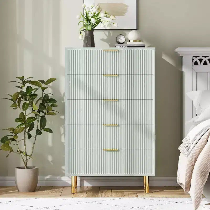 Comò a 5 cassetti per camera da letto con maniglia e cassetto, cassettiera in legno e organizer per soggiorno, corridoio, ingresso