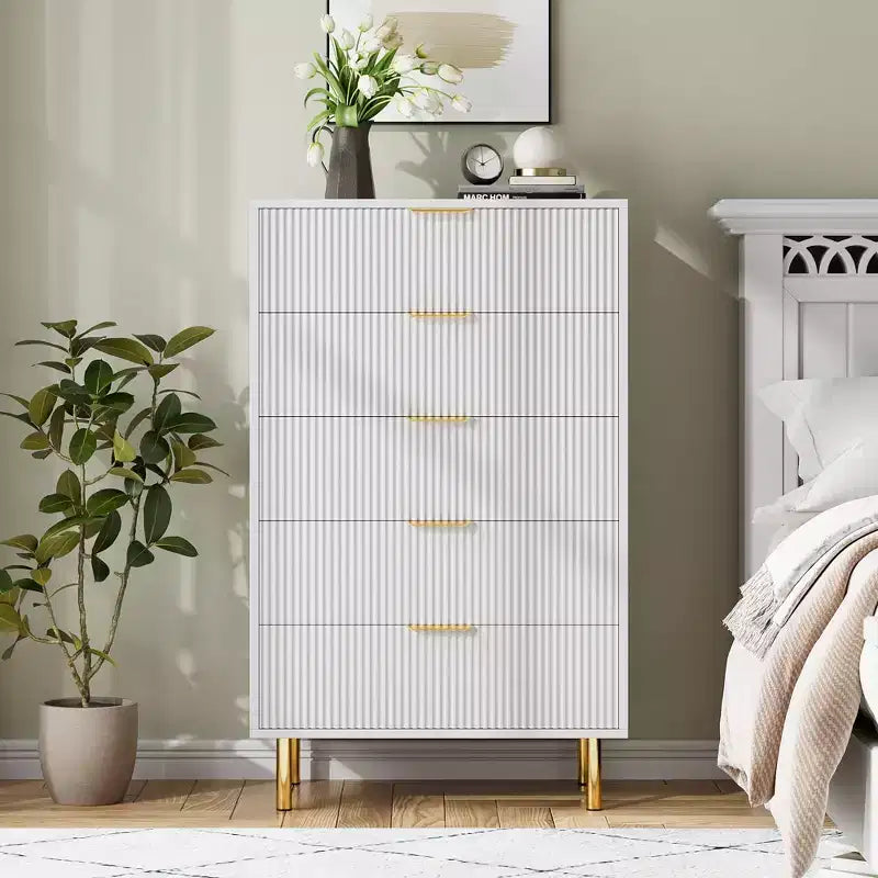 Comò a 5 cassetti per camera da letto con maniglia e cassetto, cassettiera in legno e organizer per soggiorno, corridoio, ingresso