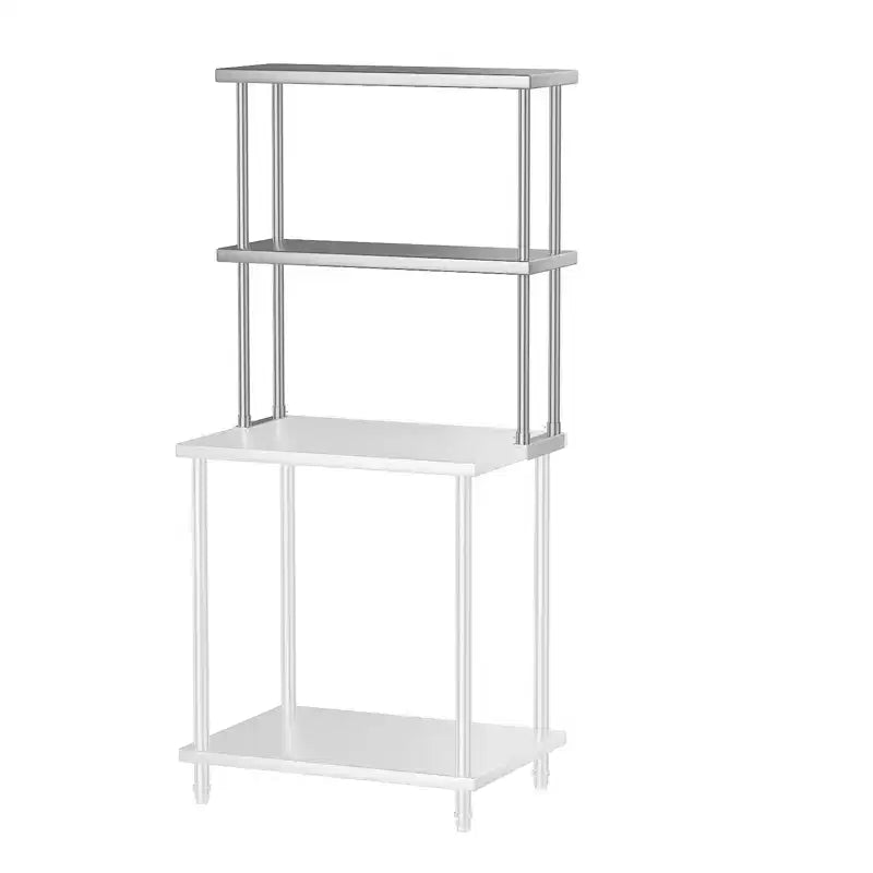 Pensile doppio in acciaio inox 12x30 per tavoli da lavoro e preparazione, capacità 163 kg, 2 ripiani, regolabile, per ristorante e cucina