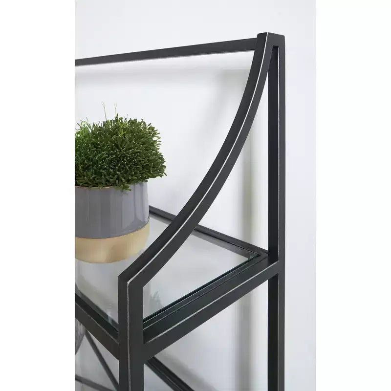 Libreria in vetro da 72" con struttura in metallo, scaffale espositore a 5 ripiani, nero antico