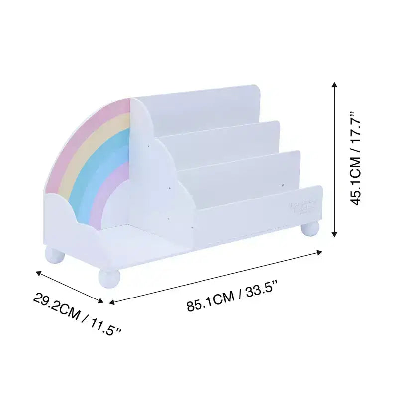 Libreria orizzontale sfalsata a 3 ripiani in legno con arcobaleno per bambini Fantasy Fields