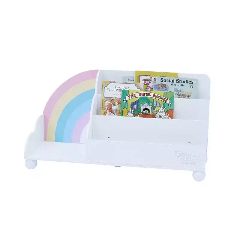 Libreria orizzontale sfalsata a 3 ripiani in legno con arcobaleno per bambini Fantasy Fields