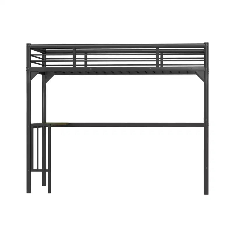 Letto a soppalco Okak Minimalism con scrivania integrata, letto a soppalco singolo con scaletta e sponde di protezione, telaio letto per bambini e ragazzi