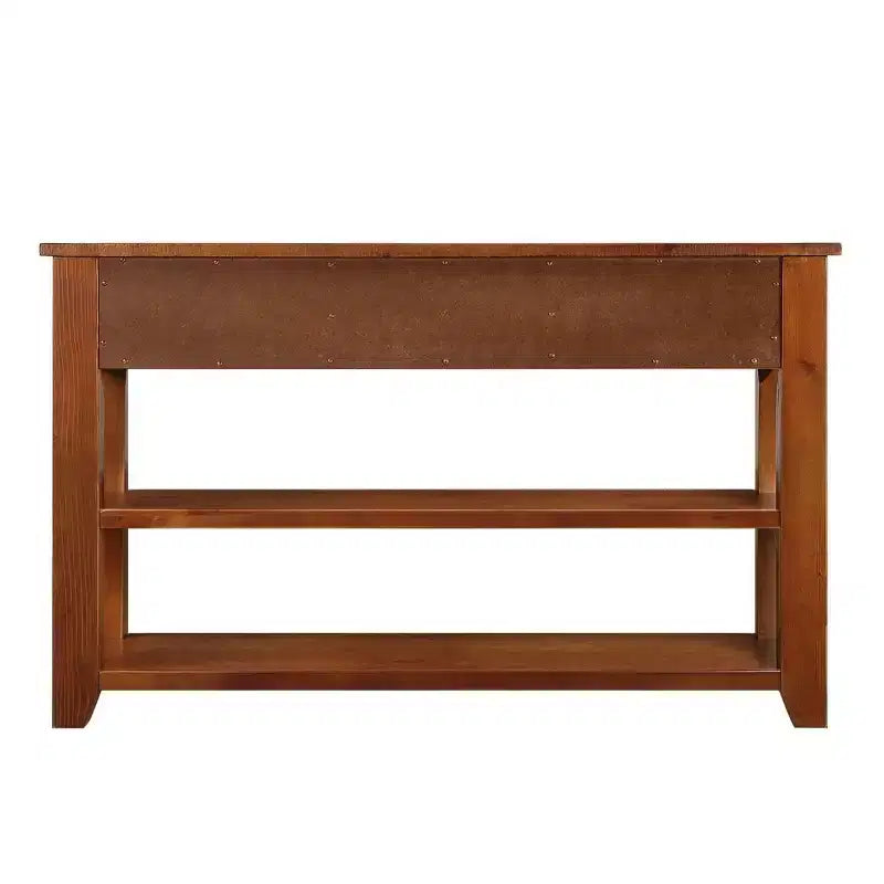 Console da tavolo retrò Okak 48IN con ripiano in legno, tavolo d'ingresso con 3 cassetti e 2 ampi ripiani, tavolo d'accento per soggiorno, corridoio