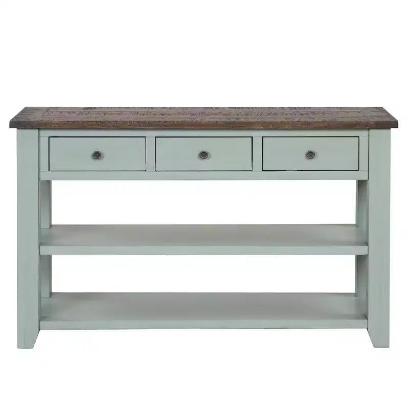 Console da tavolo retrò Okak 48IN con ripiano in legno, tavolo d'ingresso con 3 cassetti e 2 ampi ripiani, tavolo d'accento per soggiorno, corridoio