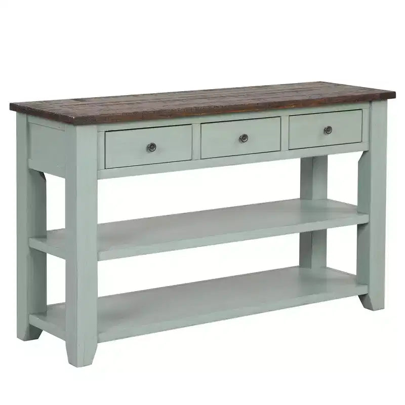 Console da tavolo retrò Okak 48IN con ripiano in legno, tavolo d'ingresso con 3 cassetti e 2 ampi ripiani, tavolo d'accento per soggiorno, corridoio