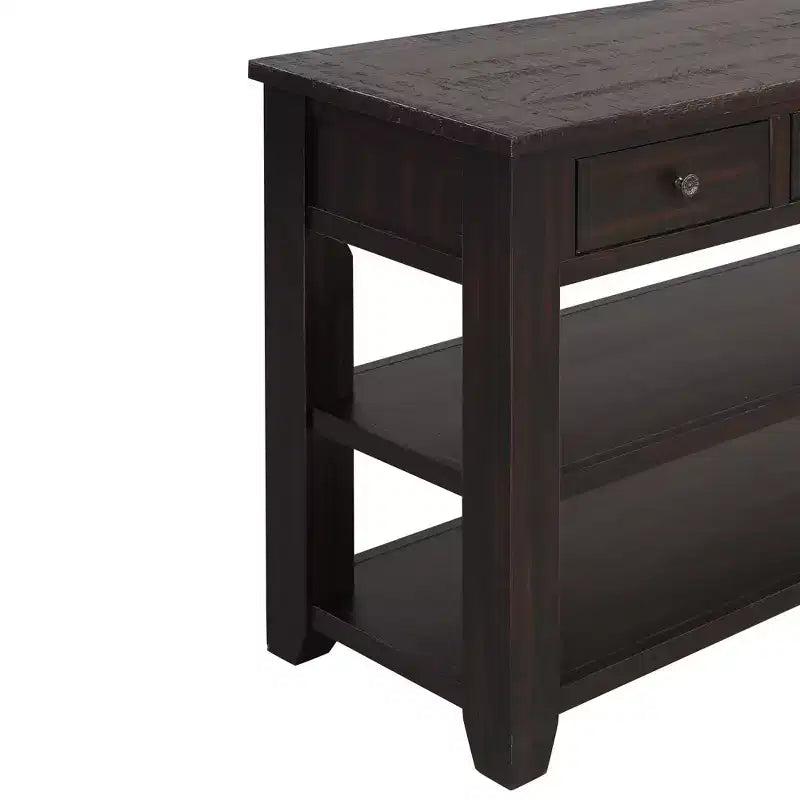 Console da tavolo retrò Okak 48IN con ripiano in legno, tavolo d'ingresso con 3 cassetti e 2 ampi ripiani, tavolo d'accento per soggiorno, corridoio