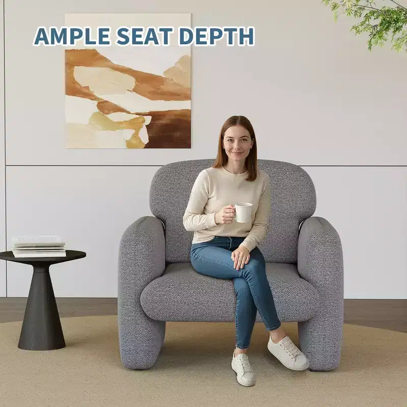 Sedia in stile moderno, poltrona singola, struttura in legno, design ergonomico, adatta per soggiorno, camera da letto, appartamento