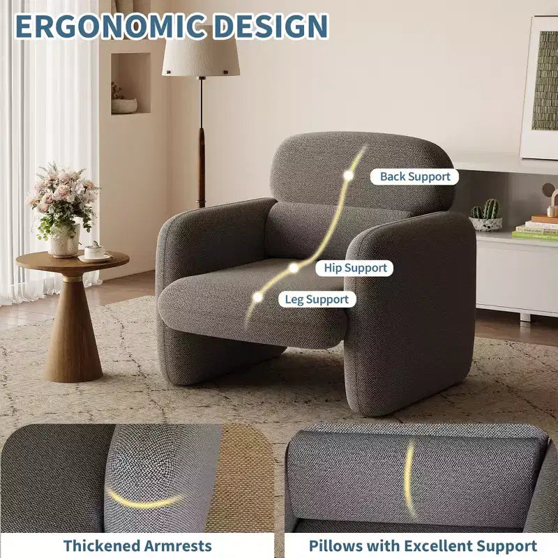 Sedia in stile moderno, poltrona singola, struttura in legno, design ergonomico, adatta per soggiorno, camera da letto, appartamento