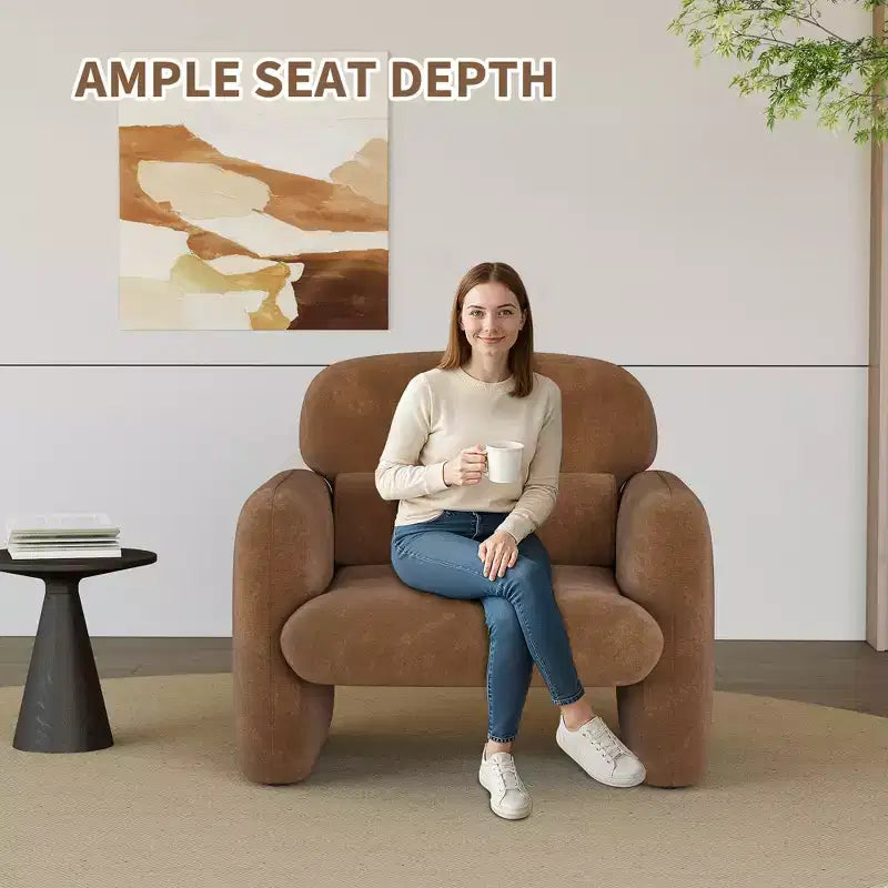 Sedia in stile moderno, poltrona singola, struttura in legno, design ergonomico, adatta per soggiorno, camera da letto, appartamento