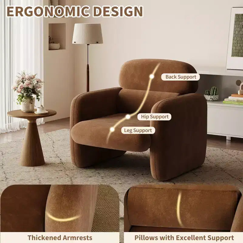 Sedia in stile moderno, poltrona singola, struttura in legno, design ergonomico, adatta per soggiorno, camera da letto, appartamento