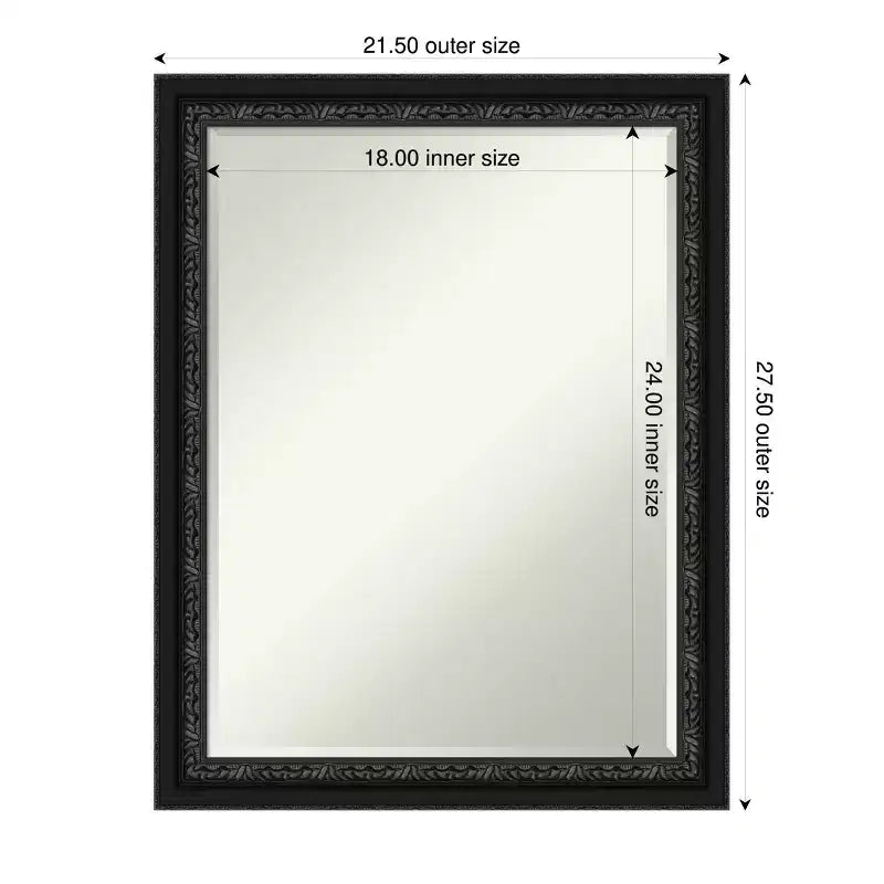 Specchio da parete per bagno Amanti Art Downton nero smussato piccolo in legno 27.5 x 21.5 pollici