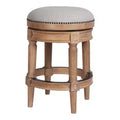 HomeRoots 26 Beige And Natural Solid Wood Swivel Backless Counter Height Bar Chair