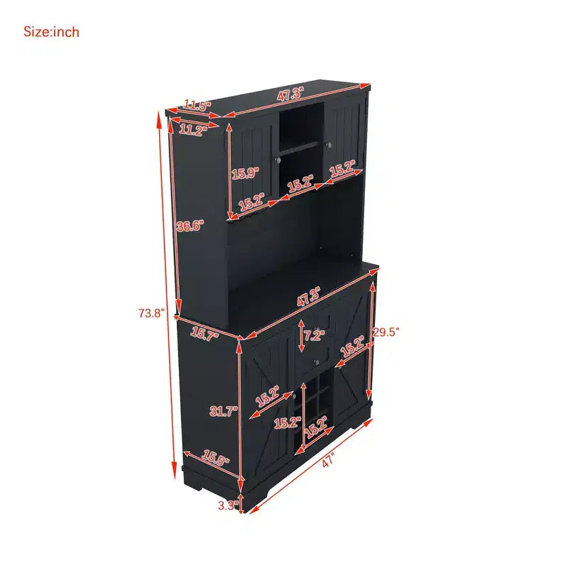 Mobile da Bar per Caffè Rustico, Mobile Credenza Portabottiglie Vino con Cassetti e Scaffali, Mobile Buffet Portabottiglie e Bicchieri per Sala da Pranzo, Cucina