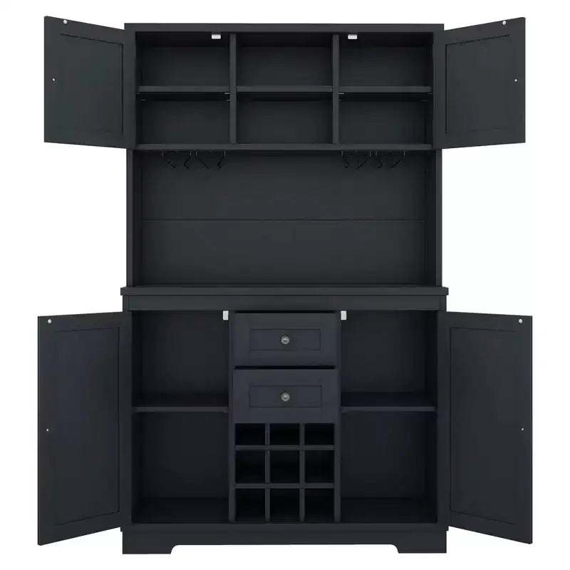 Mobile da Bar per Caffè Rustico, Mobile Credenza Portabottiglie Vino con Cassetti e Scaffali, Mobile Buffet Portabottiglie e Bicchieri per Sala da Pranzo, Cucina