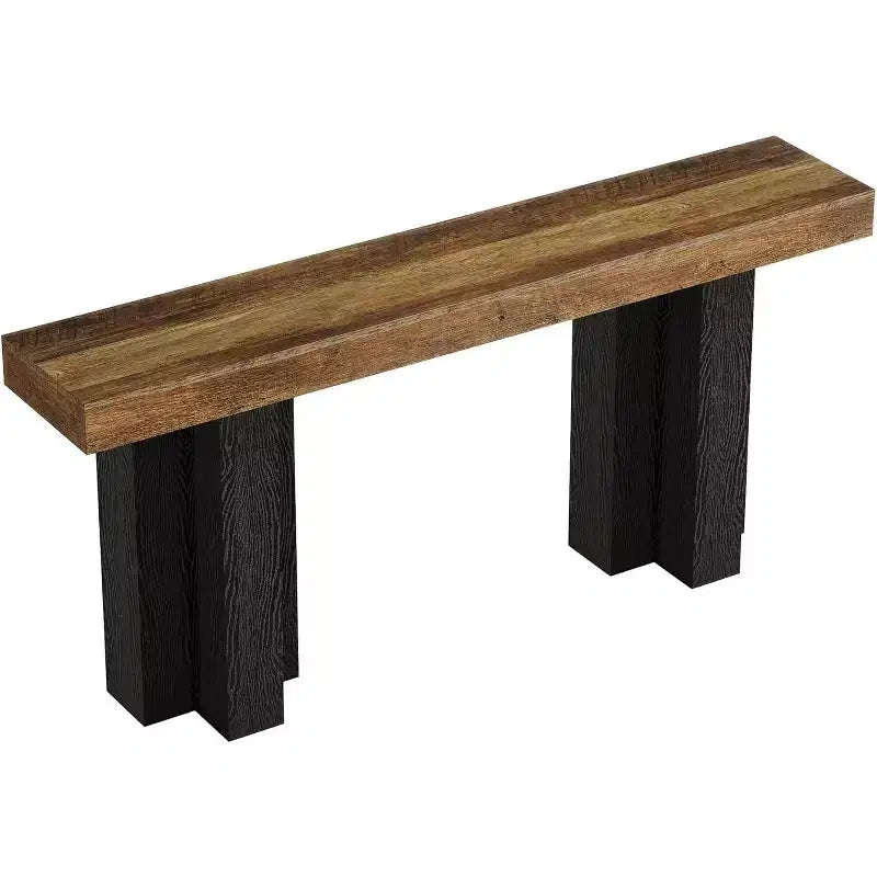 Lantine 63 Tavolo Console da Fattoria con Gambe Robuste, Consolle Lunga e Stretta per Divano Dietro al Divano per Soggiorno, Corridoio, Marrone Rustico e Nero