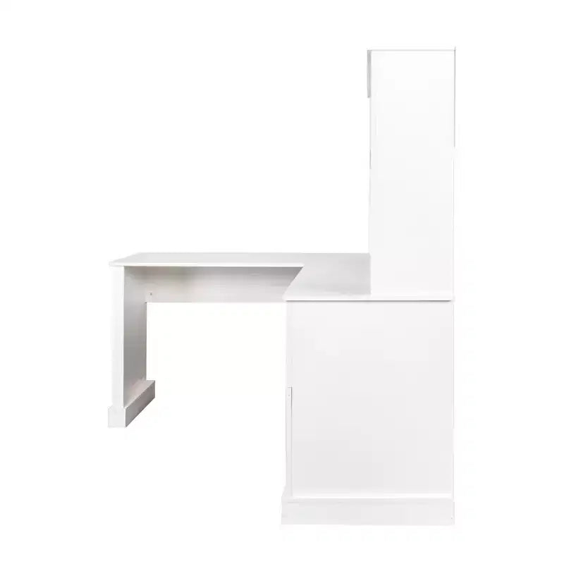 Okak 59.84IN Scrivania a L Minimalista con Libreria, Scrivania Regolabile in Altezza con 2 Cassetti, Scrivania da Gaming per Studio, Sala Lettura, Ufficio