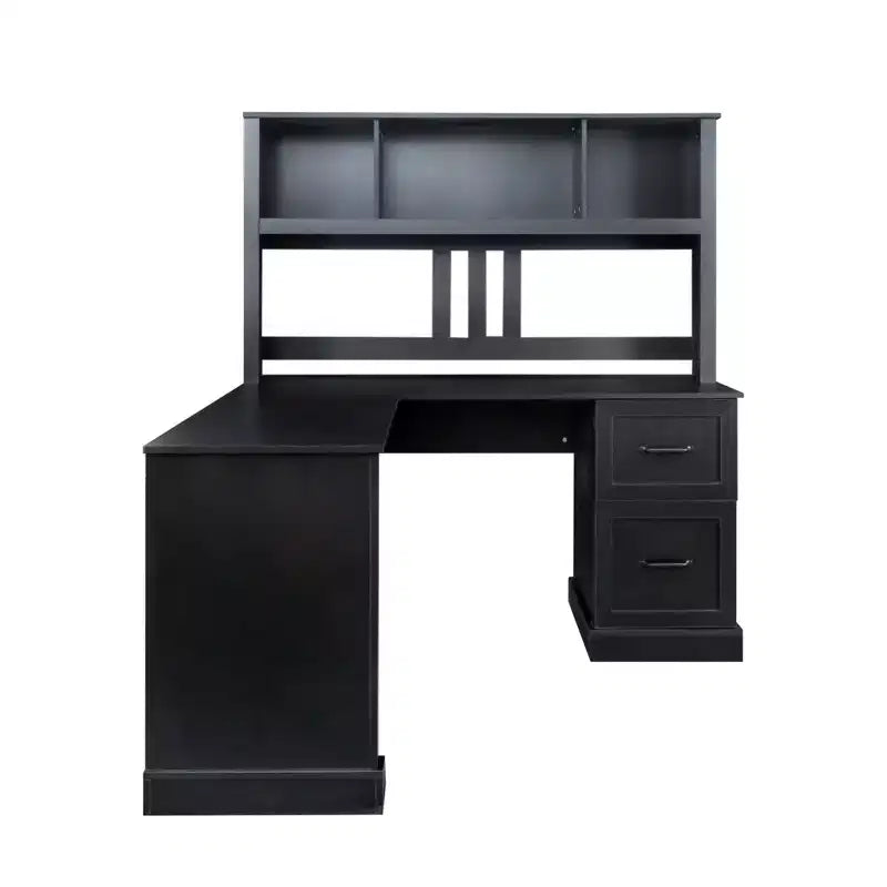 Okak 59.84IN Scrivania a L Minimalista con Libreria, Scrivania Regolabile in Altezza con 2 Cassetti, Scrivania da Gaming per Studio, Sala Lettura, Ufficio