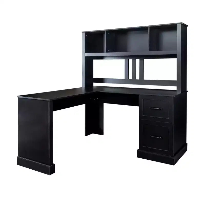 Okak 59.84IN Scrivania a L Minimalista con Libreria, Scrivania Regolabile in Altezza con 2 Cassetti, Scrivania da Gaming per Studio, Sala Lettura, Ufficio