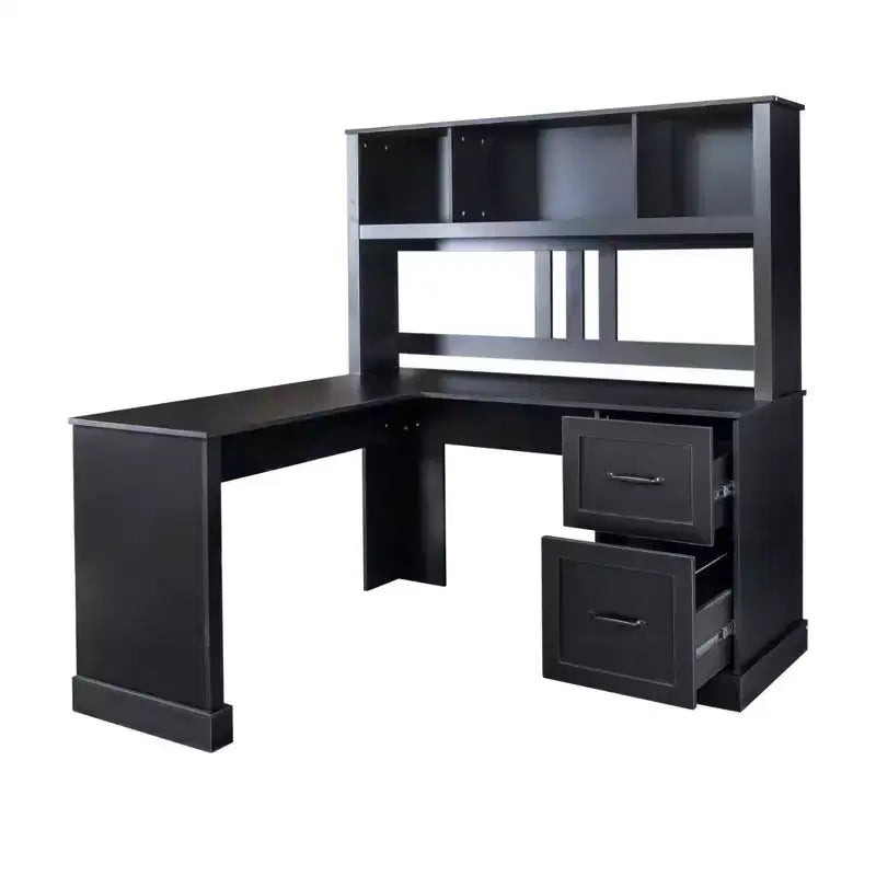 Okak 59.84IN Scrivania a L Minimalista con Libreria, Scrivania Regolabile in Altezza con 2 Cassetti, Scrivania da Gaming per Studio, Sala Lettura, Ufficio