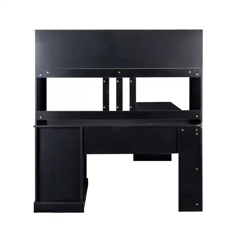 Okak 59.84IN Scrivania a L Minimalista con Libreria, Scrivania Regolabile in Altezza con 2 Cassetti, Scrivania da Gaming per Studio, Sala Lettura, Ufficio