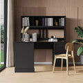 Okak 59.84IN Scrivania a L Minimalista con Libreria, Scrivania Regolabile in Altezza con 2 Cassetti, Scrivania da Gaming per Studio, Sala Lettura, Ufficio