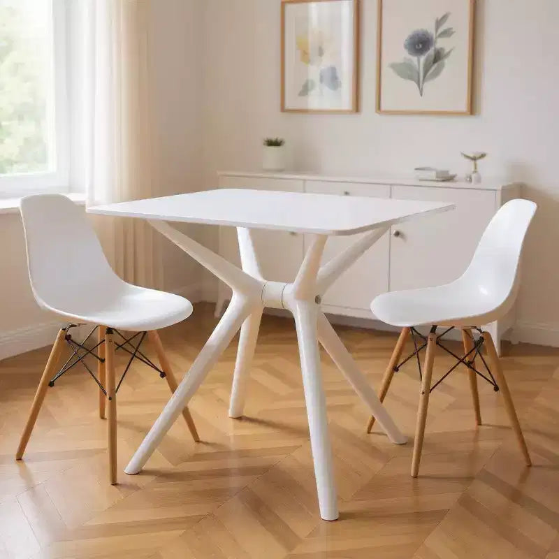 Tavolo da pranzo con base a cavalletto in plastica resistente da 28", bianco