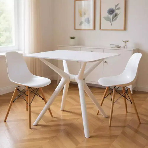 Tavolo da pranzo con base a cavalletto in plastica resistente da 28", bianco
