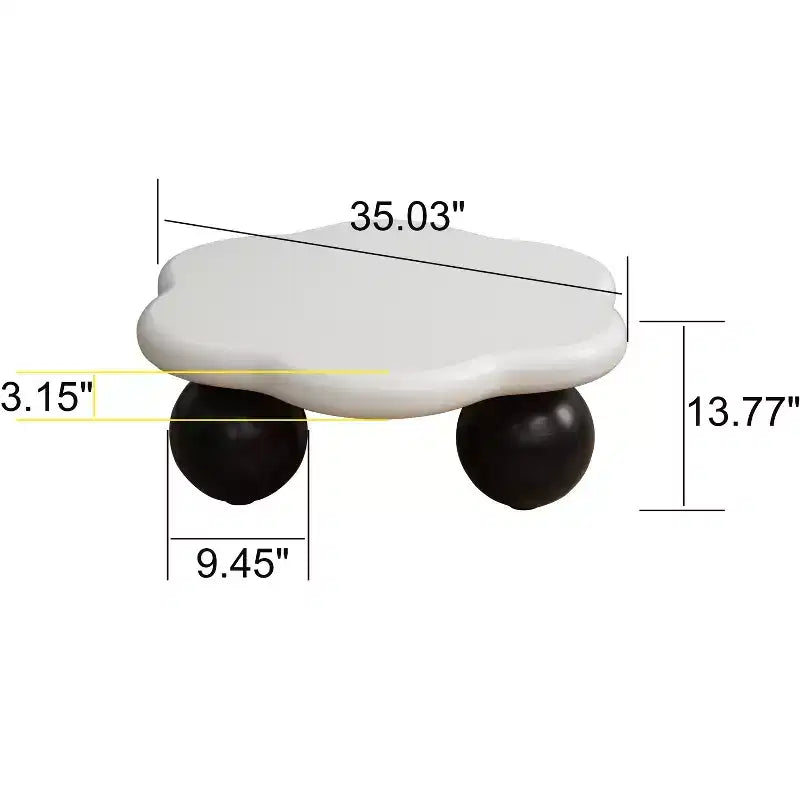 35 Tavolino da caffè Cloud con gambe a sfera, tavolo centrale moderno irregolare per soggiorno, nero